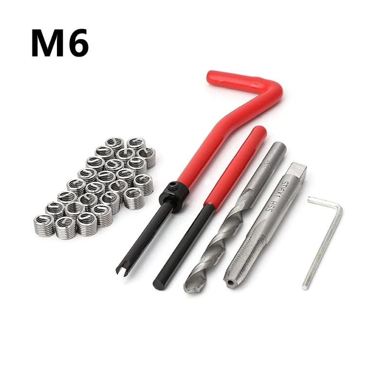 

30Pcs M6 Thread Repair Insert Kit Auto Repair Hand Tool Set For Car Repairing