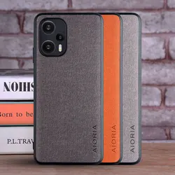 Luxury Textile Leather Case for Xiaomi Poco F5 Pro Soft TPU with Hard PC 3in1 material Camera protection cover