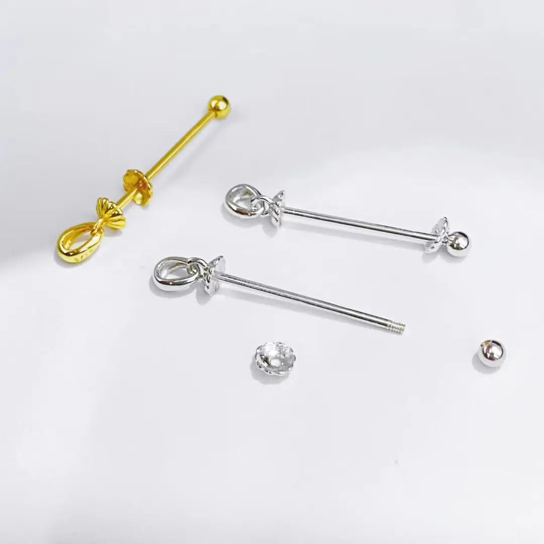 Wholesale S925 Sterling Silver Pendant Mount Base Mountings Findings Parts Fittings Accessories for 11-12mm Pearls 10pcs/lot