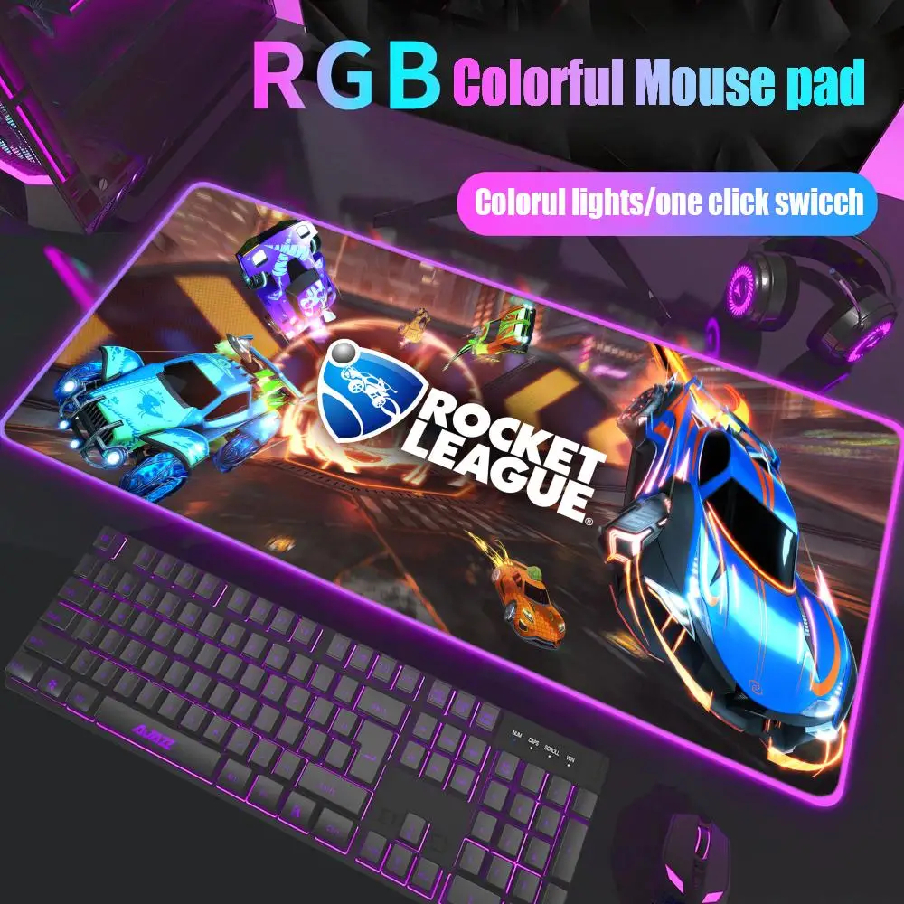 Rocket League Mouse Pad Gamer Rgb Desk Mat Back Light Led Mousepad Setup Gaming Accessories Deskmat Big Mousepepad Backlight