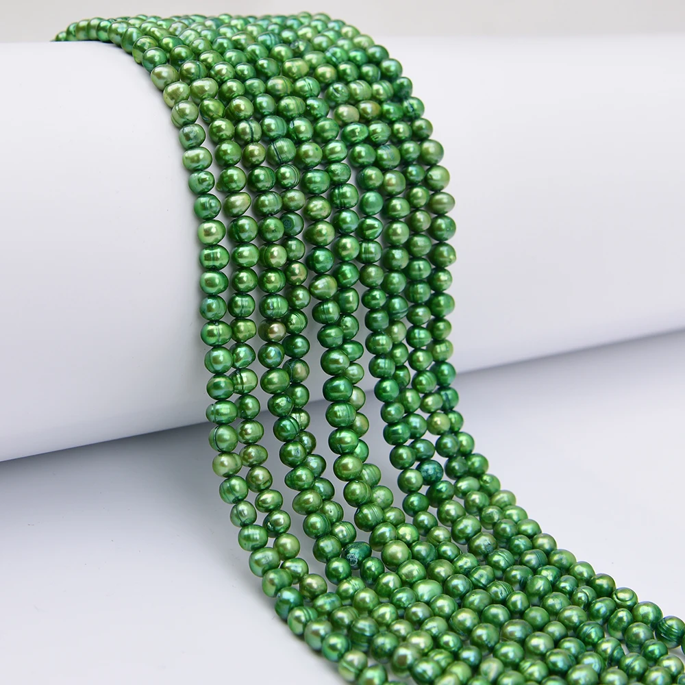 APDGG 7 Strands Freshwater Cultured Green Potato Pearl Loose Beads 14'' For Necklace Bracelet Jewelry DIY