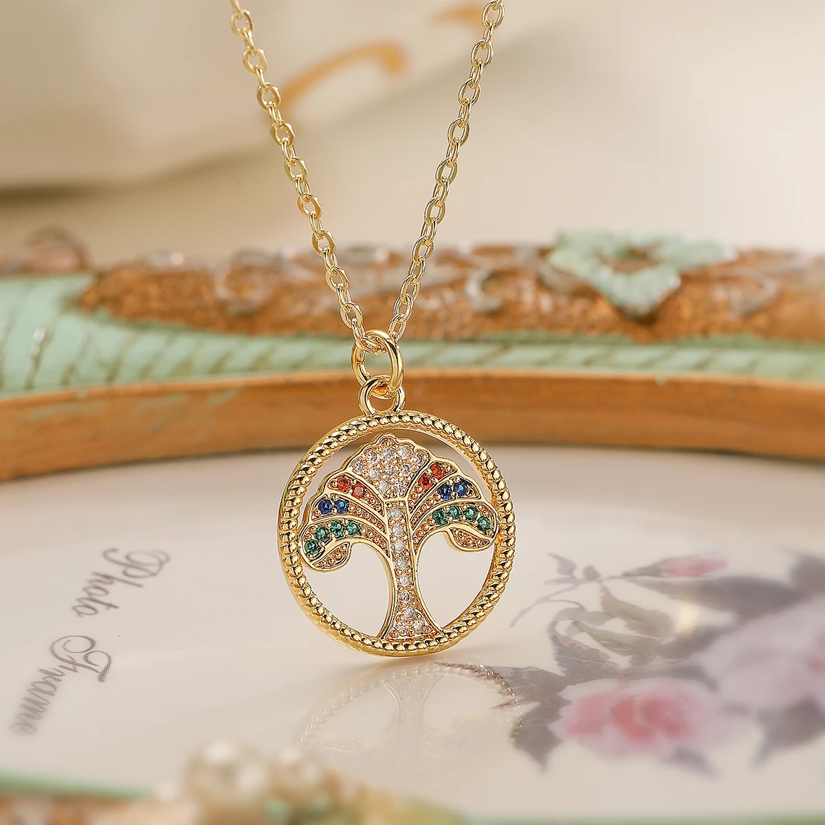NEWBUY 2025 New Coming Gold Color Cute Life Tree Elephant Heart Pendant Necklaces For Elegant Women Femme Bijoux