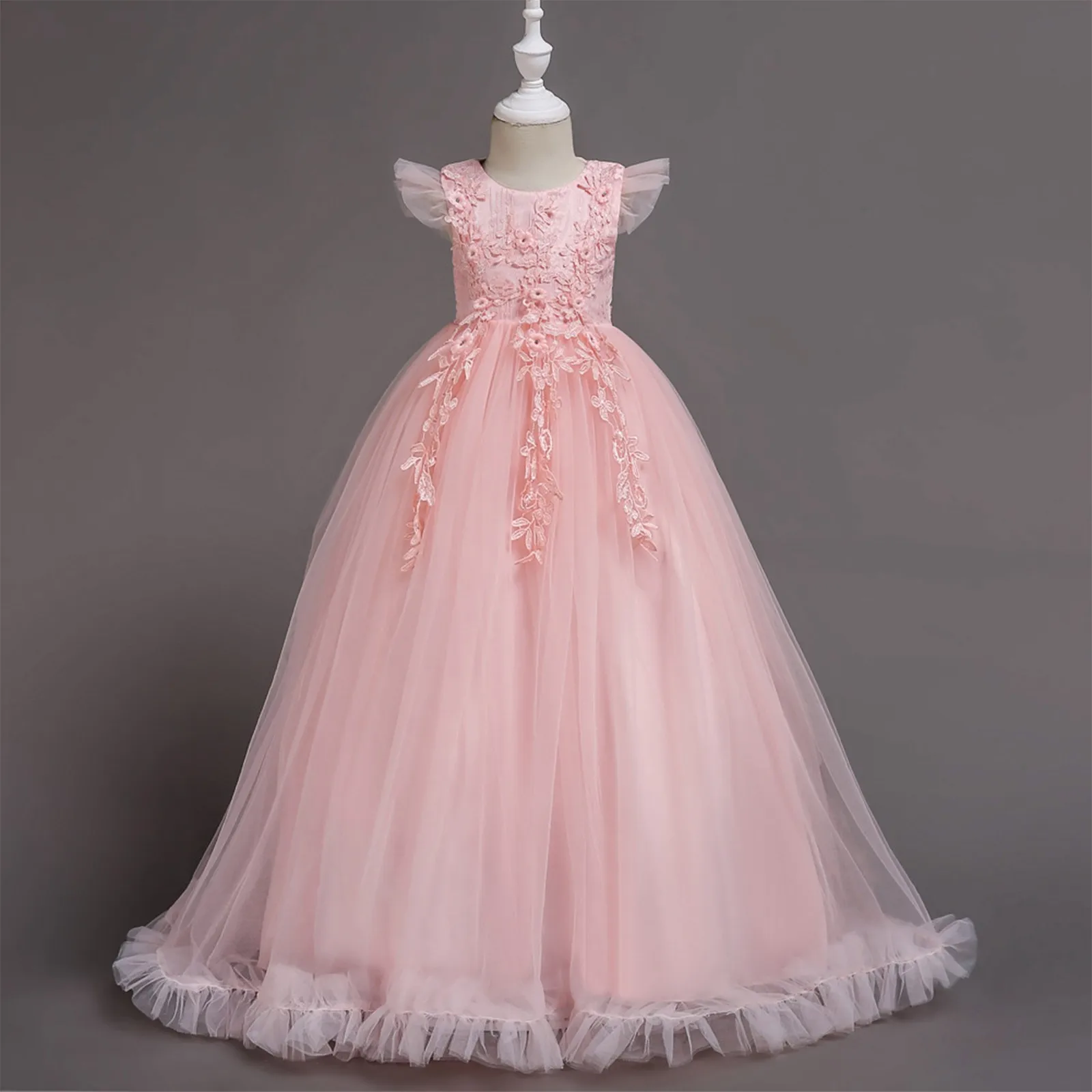 New Fashionchildren Princess Dress Children's Dress Candy Colored Fluffy Girl Piano Performance Dress Jacquard Dress