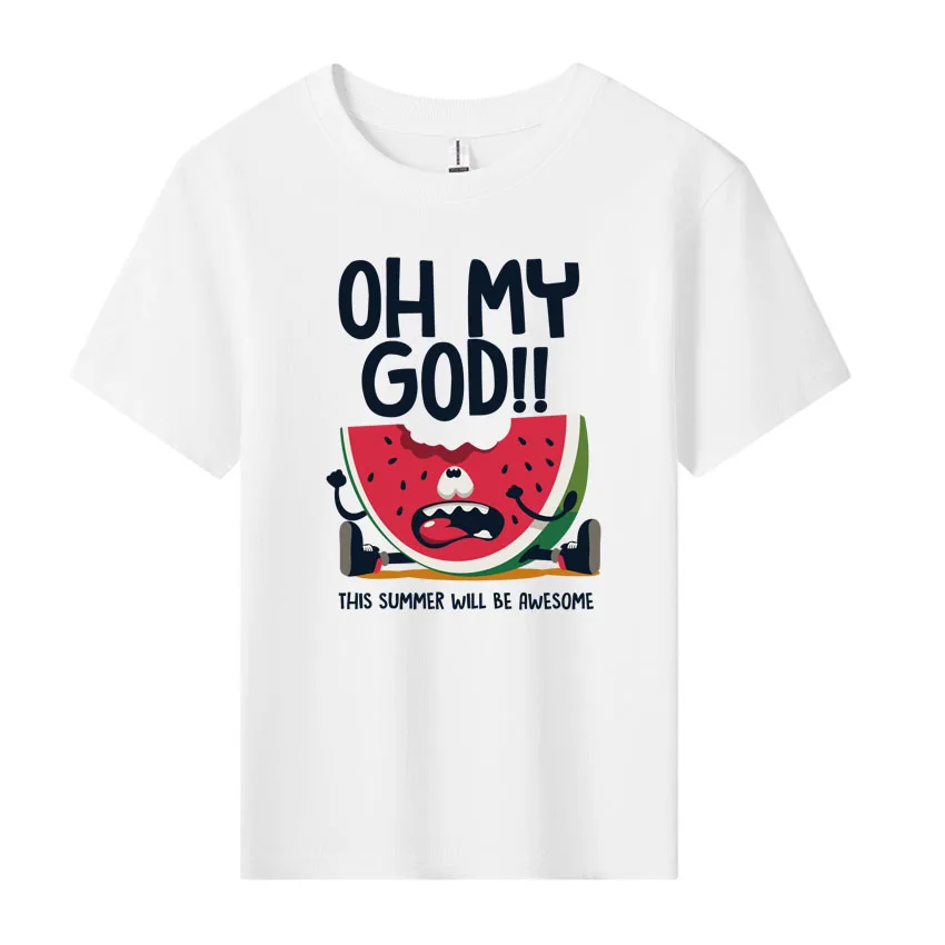 

Summer Children's T Shirt Boy Girl Tee Shirt Cute Cartoon Anime Watermelon Printed Super Cool Kid Clothes Top Short Sleeve Tee