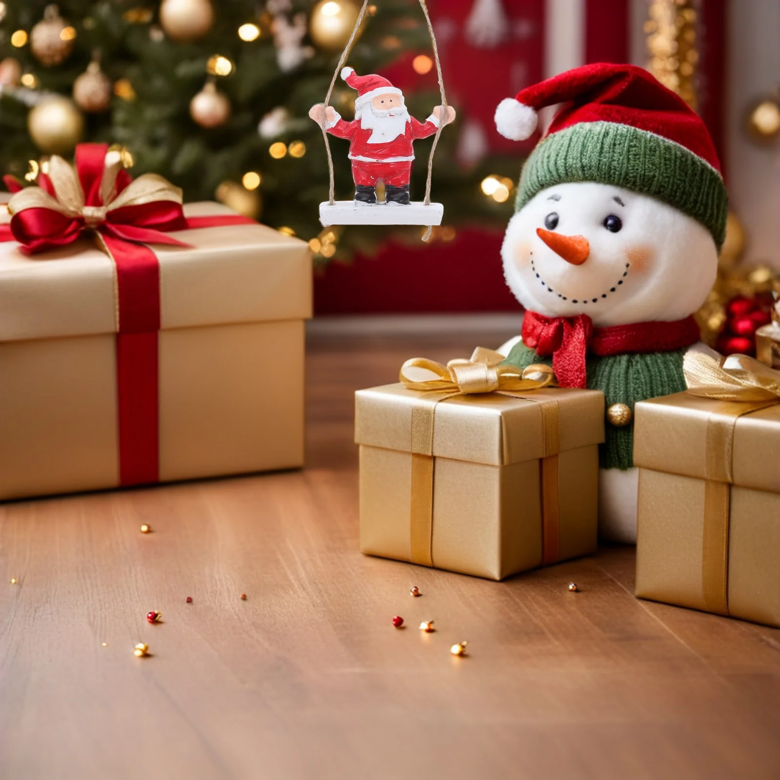 

Christmas Tree Ornaments Set Resin Santa Claus Swing Design - Unique Holiday Decorative Hanging for Living Room Office Window