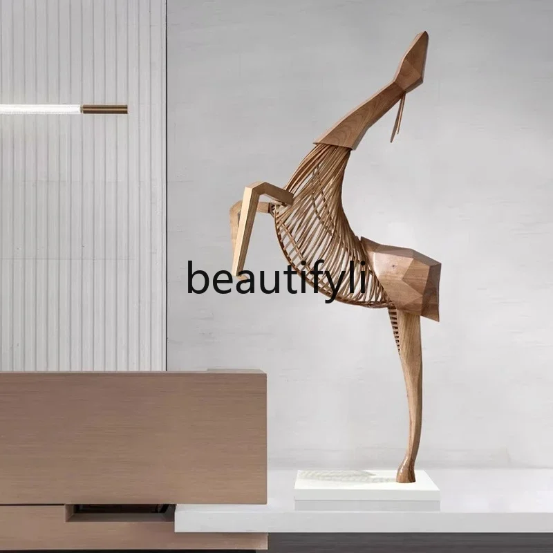 Asmt51 ss نحت الخشب هندسية الغزلان الطابق زخرفة فندق اللوبي مبيعات مكتب لينة الديكور كبير مجردة النحت Installati #2