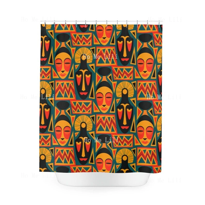 African American Home Decor Bathtub Curtains Warm Home Gifts Tribal Geometry Black Pride Shower Curtain