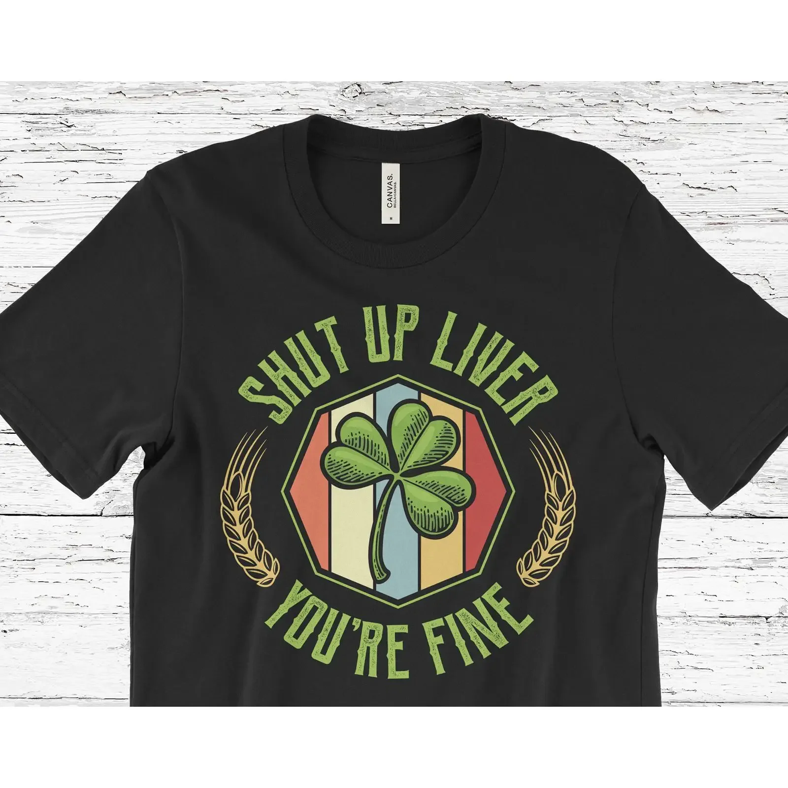 Shut Up Liver You're Fine Funny St Patricks Day T Shirt Vintage Shamrock Beer  vintage Washed fashion homme Breathable graphic