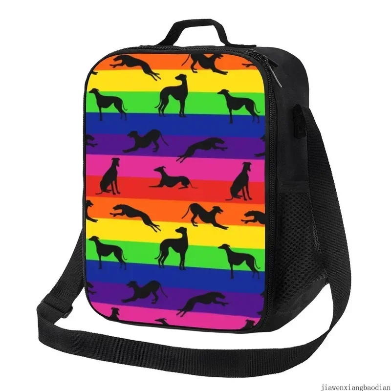 

Greyt Greyhound Rainbow Resuable Lunch Boxes for Multifunction Whippet Sighthound Dog Cooler Thermal Food Insulated Bag