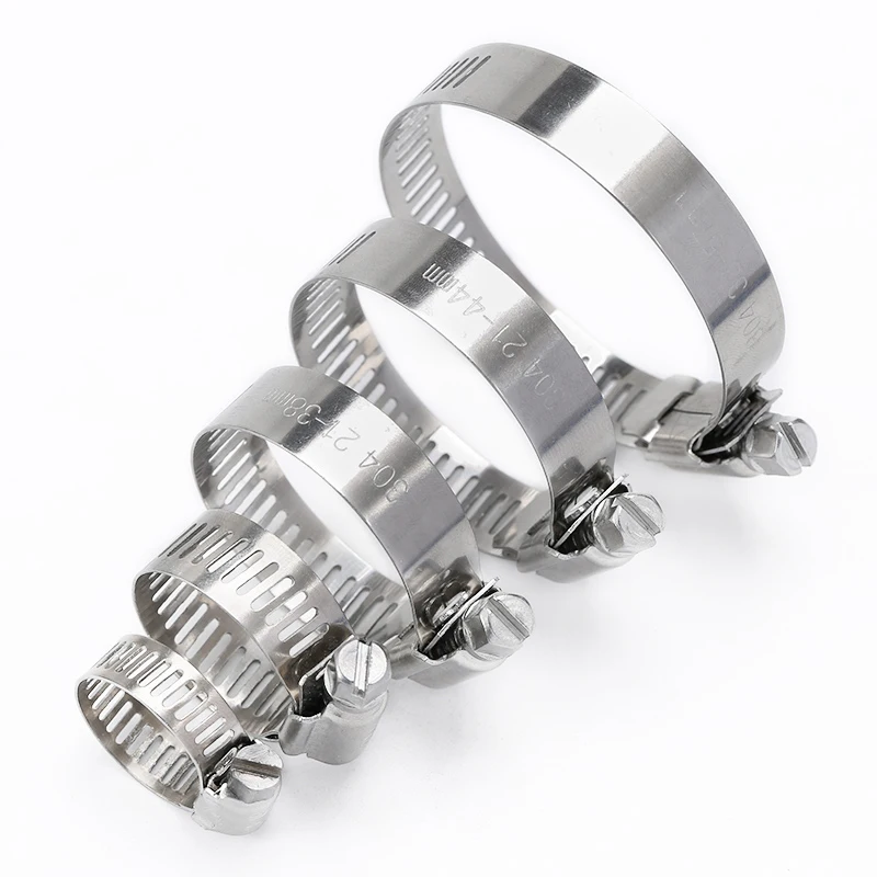 2-5Pcs Adjustable Worm Gear Hose Clamp 23-70mm, Stainless Steel Pipe Clip Fastener for Water Plumbing Pipes