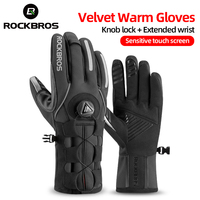 ROCKBROS Ski Gloves Waterproof Reflective TPU Touch Screen Warm Fleece Outdoor Sport Motorcycle Gloves MTB Road Bike Accessories