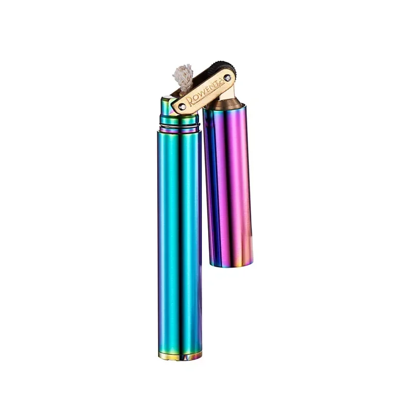 Retro Brass Flint Kerosene Lighter Nunchaku Free Fire Grinding Wheel Gasoline Lighter Metal Cigarette Lighter Gadget for Men