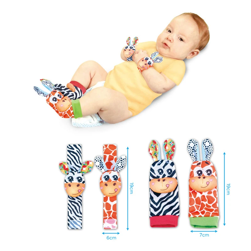 Infant Baby Kids Socks Wrist Rattle Set Toys Foot Socks 0~6 Months Newborn Grab Training Rattles Educational Games Baby Toy Gift