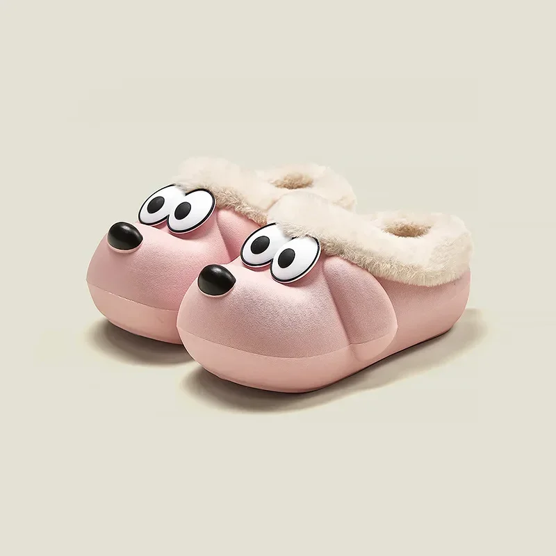 New Winter Cute Cartoon Cotton Flip Flops Children\'s Plush Slippers for Girls Boys Home Indoor Waterproof Fluffy Mule Kids Shoes