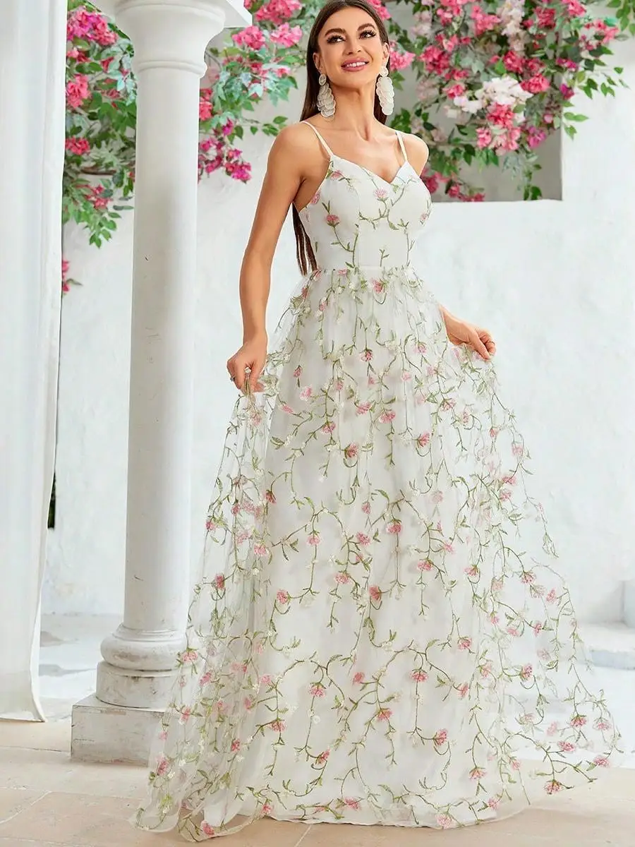 Sweet Embroidered Dr Me Evening Gown for Women Faionable Mid-Waist Silk Fabric Par Dr Chinese Sle Stand Collar