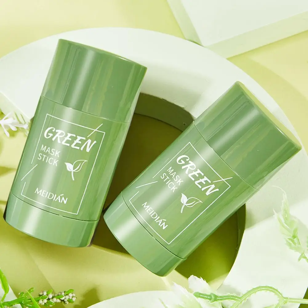 Green Tea Mask Stick Green Tea Solid Cleansing Mask Acne Blemish Treatment Cream Blackhead Removal Natural Plant Cleansing Mask