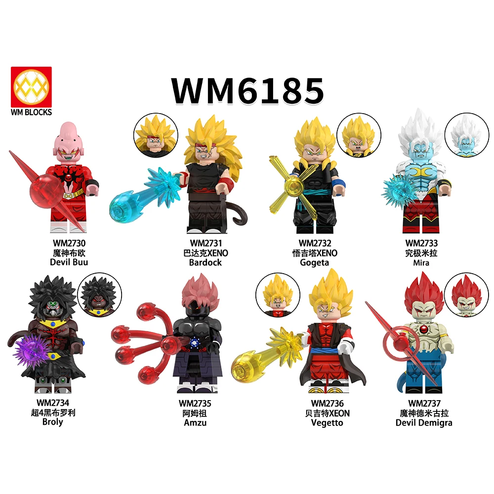 Bandai ONE PIECE Dragon Ball Super Mini Figure Set van 8 Wukong-personages WM6185 WM9183 WM6179 WM6180 WM6181 Verzamelbaar speelgoed