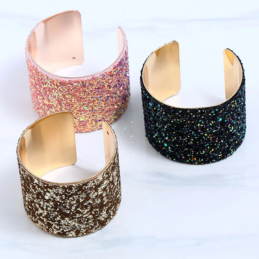 Bracelet Bracelets Wide Open Bangle Cuff Women Sequin Multicolor Personality Miss