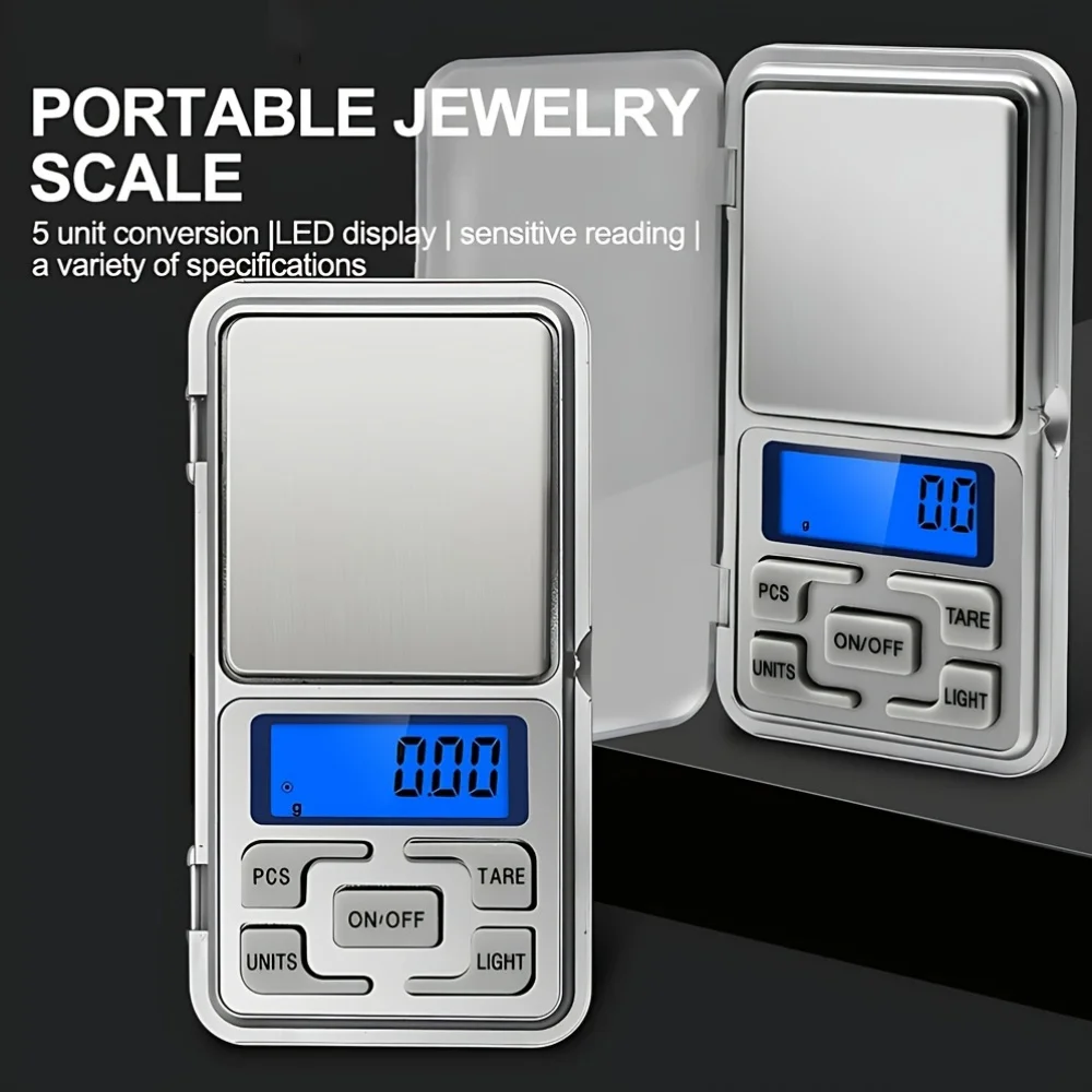 Mini báscula de bolsillo de alta precisión de 500g/0,01g, báscula de joyería Digital precisa con pantalla LCD, portátil compacta para un fácil transporte