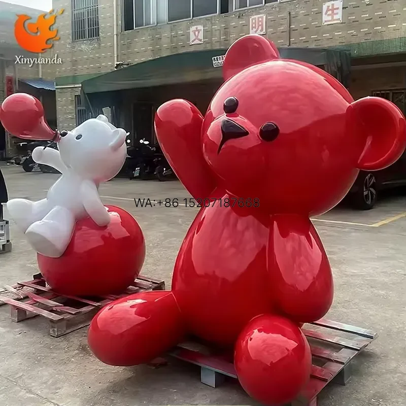 Wmwmnu Large Modern Abstract Cartoon Bear Fiberglass Lifelike Ice Cream Shape Sculpture Ornament for Shopping Malls Painting