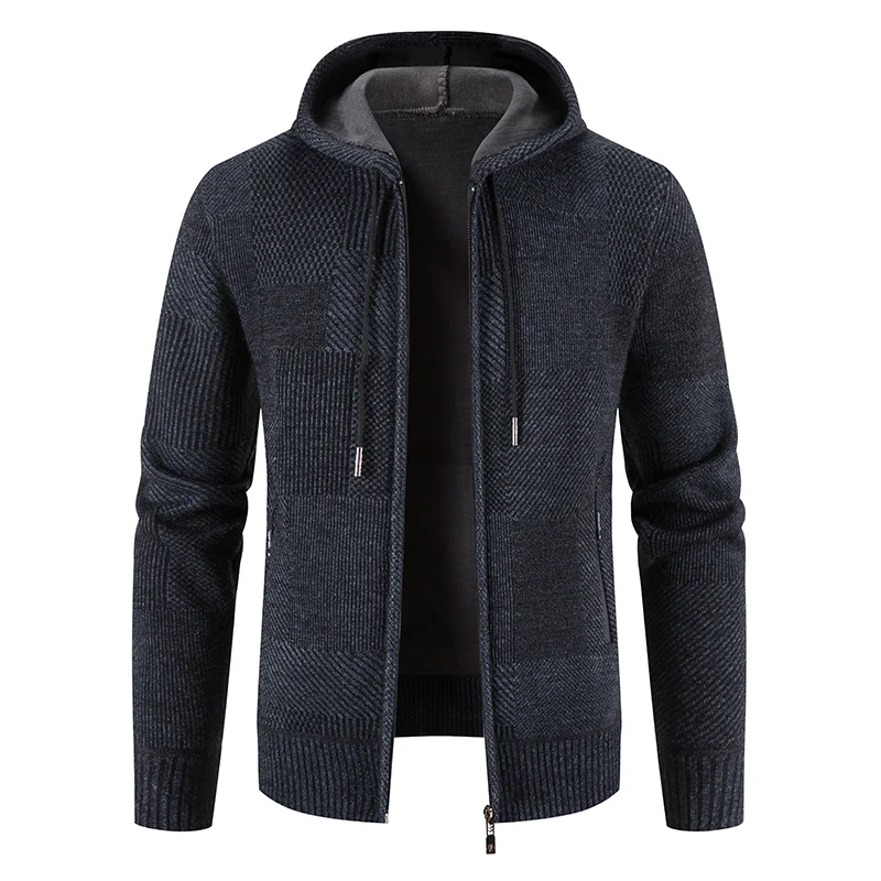 Men Hoods Cardigans Sweaters 2023 Winter Thick Warm Hooded Sweatear coat Causal Slim Knitwear Sweatear Jacket Coats Men Clothing