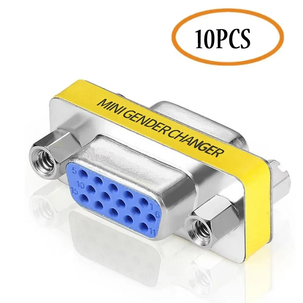 DB15 VGA SVGA 15Pin Female‑to‑Female Gender Changer Adapter Stable Signal KVM Coupler for Computer Monitor Projector 1/10Pcs
