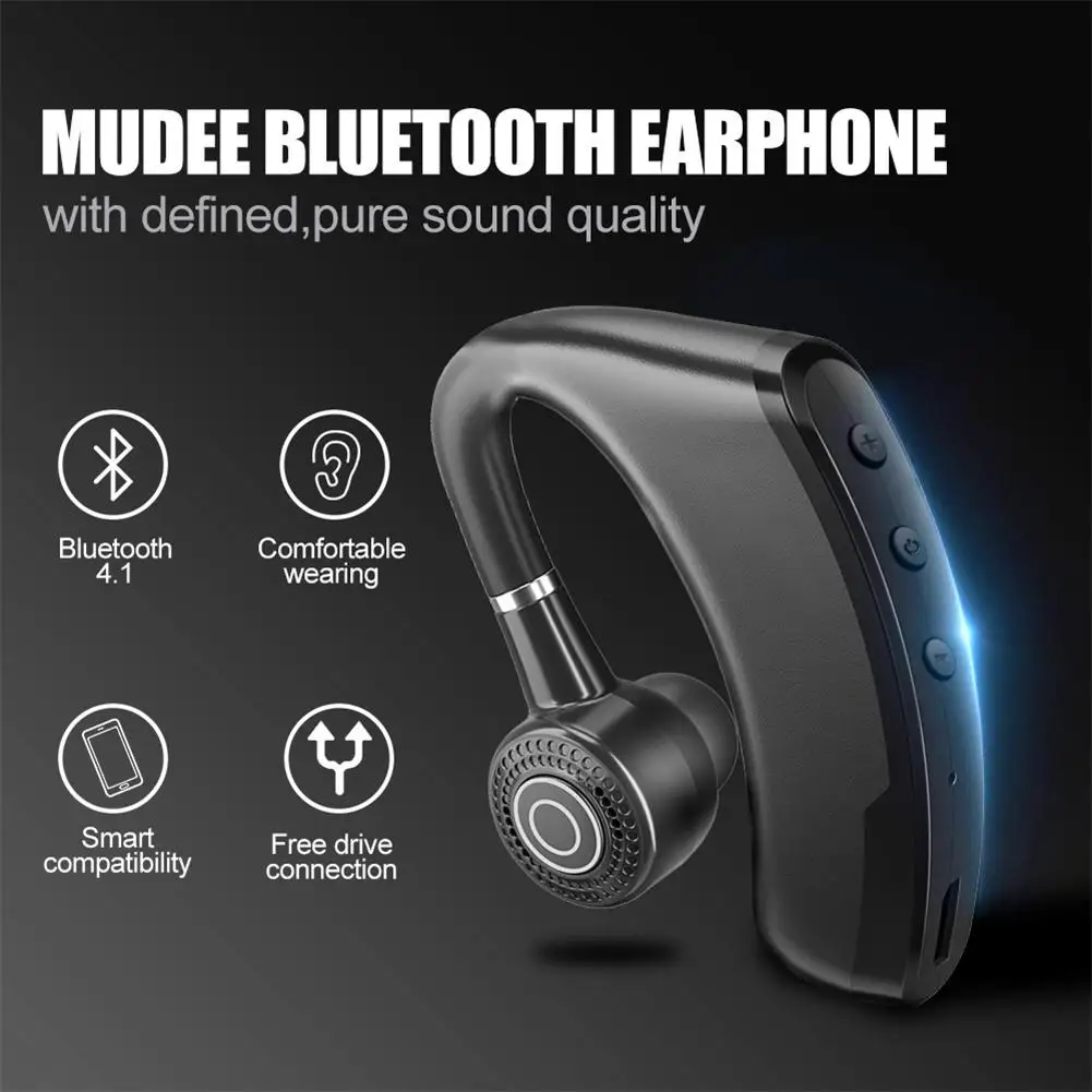 1 Pcs V9 Bluetooth-compatible Headset Wireless Hands-free Noise Control Stereo Music Earphone With Microphone Wholesale