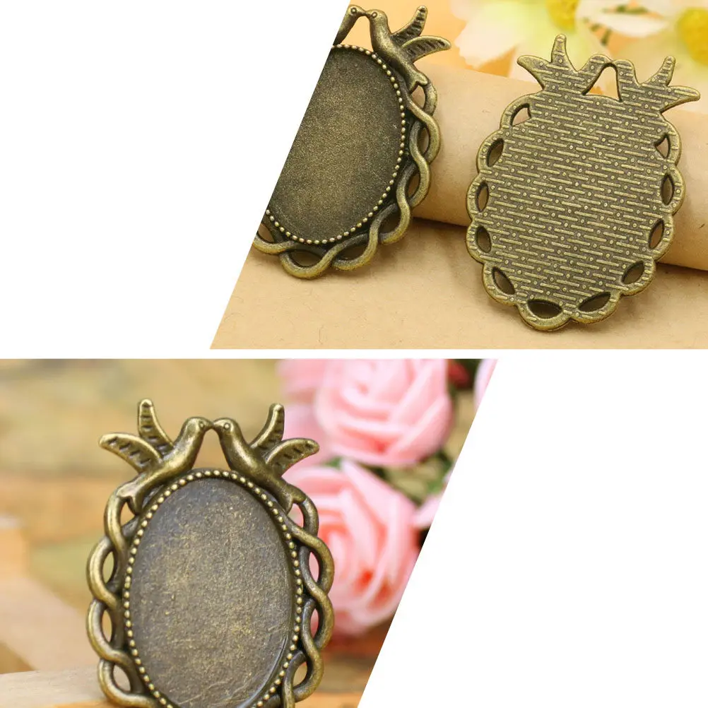 50Pcs Metal Pendant Trays Vintage Oval Shape Alloy Blank DIY Jewelry Bezels for Custom Necklace Making DIY Jewelry Tray view 4