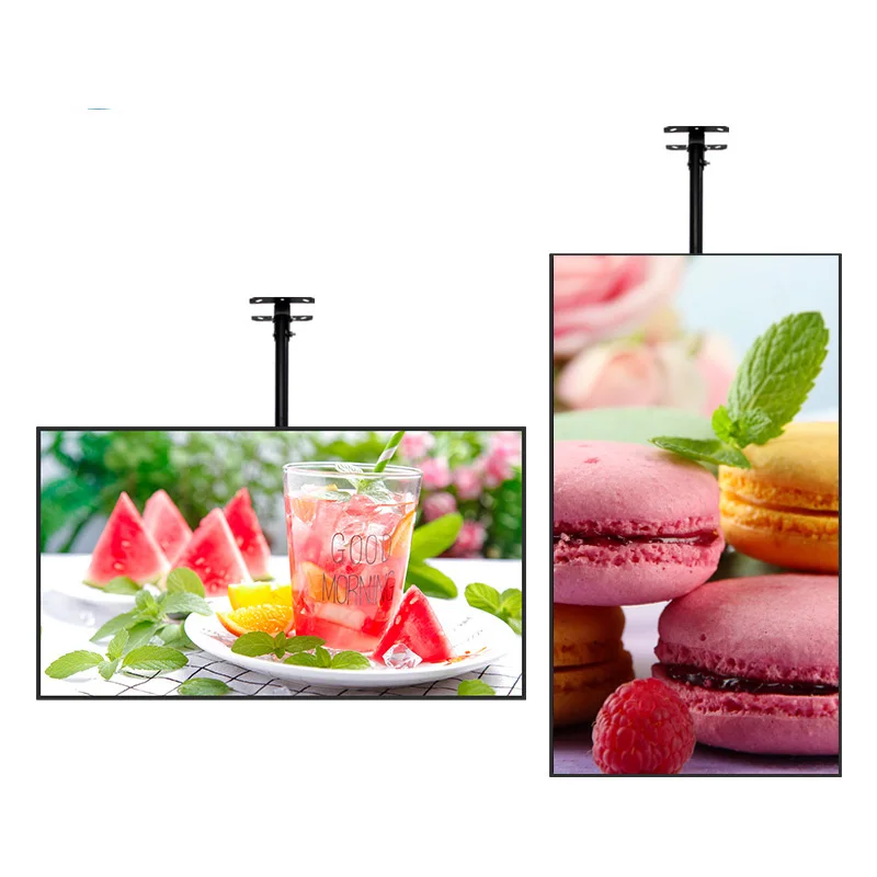43 Inch Super Slim Bezel Digital Menu Display Board Roof Ceiling Hanging LCD Advertising TV Screen For Restaurant Shopping Mall