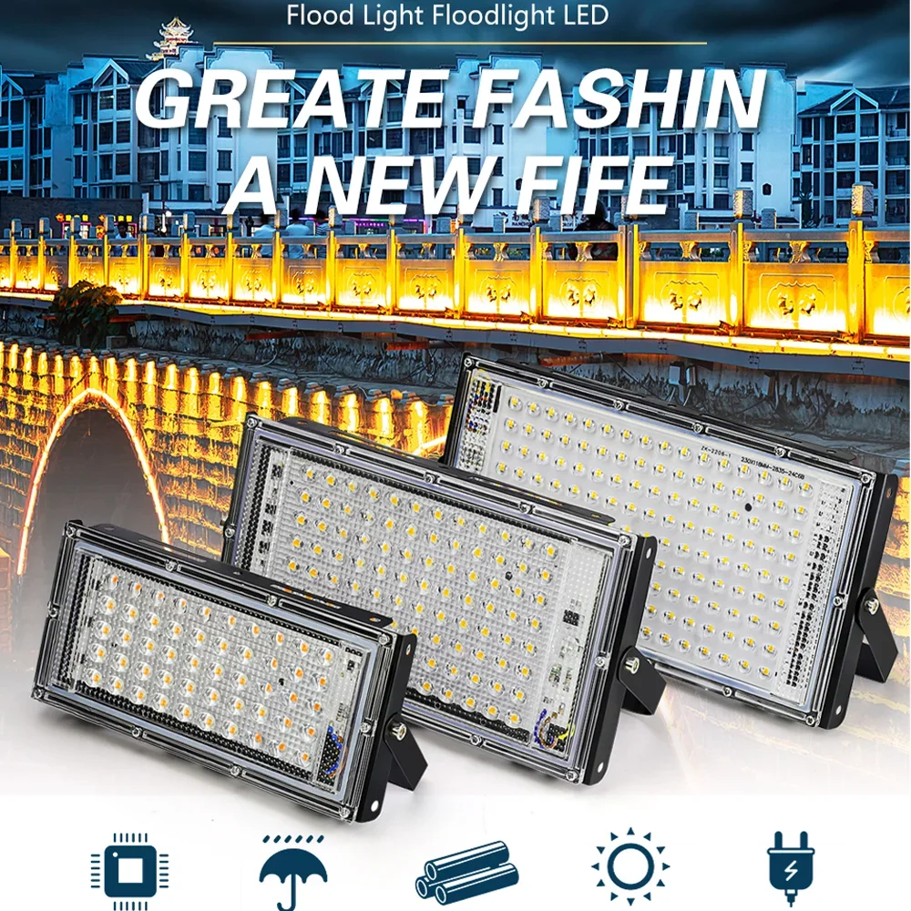 50W 100W ไฟ LED น้ําท่วม IP65 กันน้ํา AC 220V กลางแจ้ง Floodlight Spotlight LED Reflector โคมไฟถนนผนังไฟน้ําท่วม