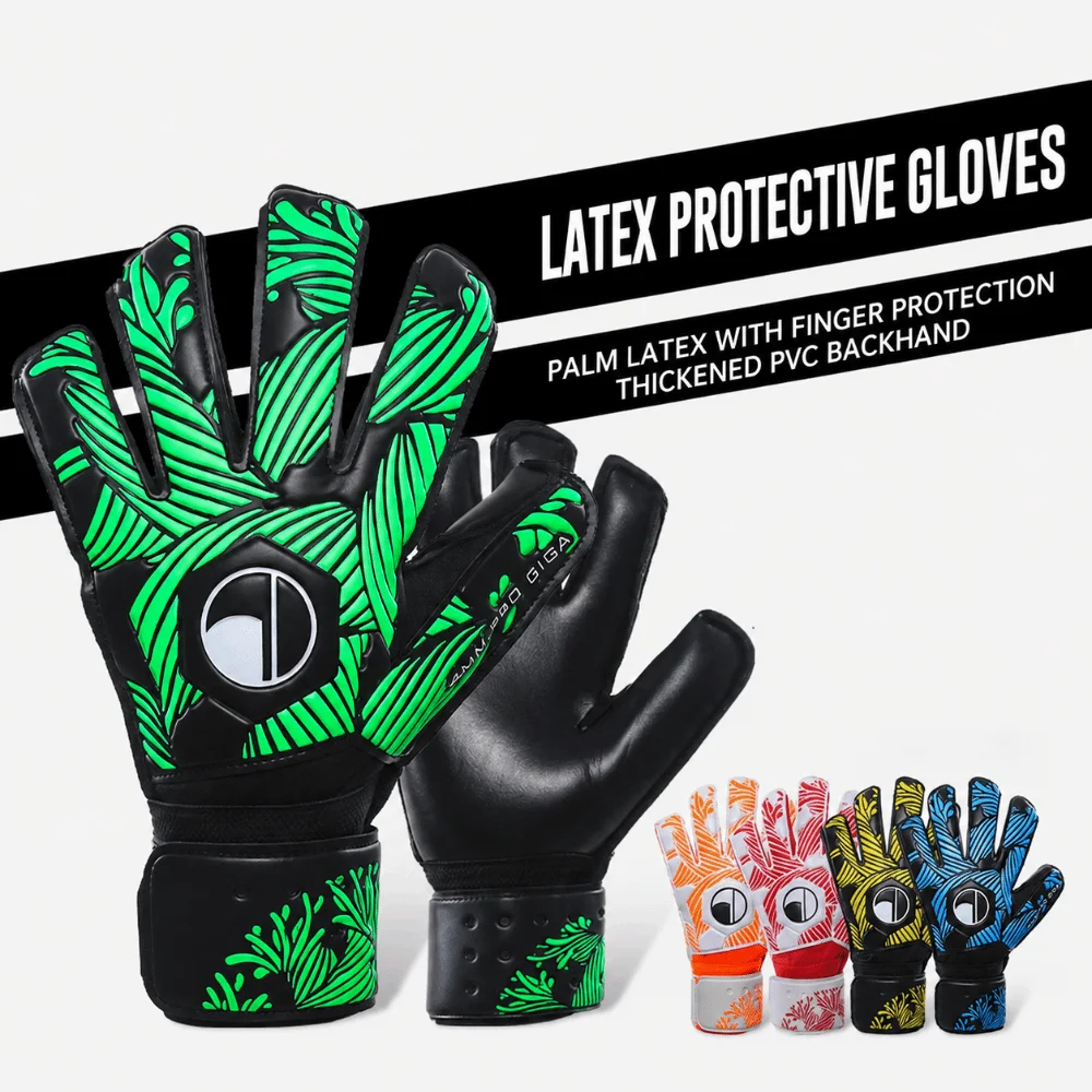 Durable Thicken Latex Goalkeeper Gloves Anti-Collision Anti-slip Football Gloves Full Finger Hand Protection Goalie Gloves
