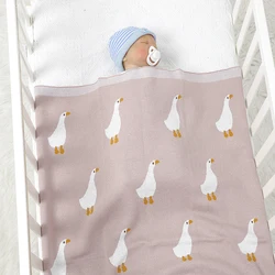 Baby Blanket Cotton Newborn Knit Infant Girl Boy Bedding Quilt 100*80CM Super Soft Toddler Stroller Swaddling Cute Cartoon Goose