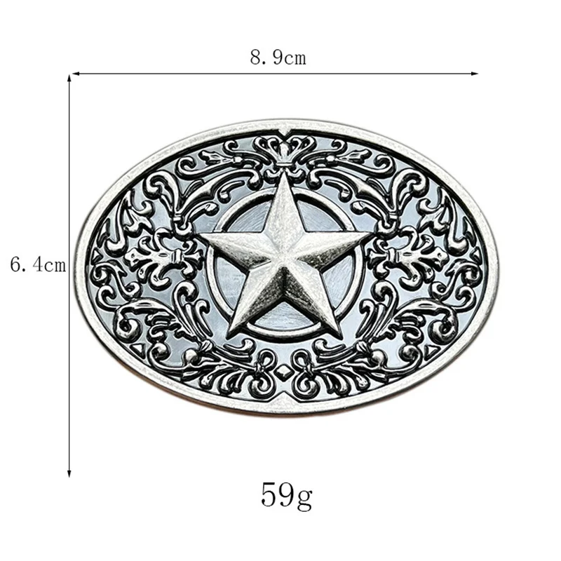 Zinc alloy five-pointed star belt buckle with western style