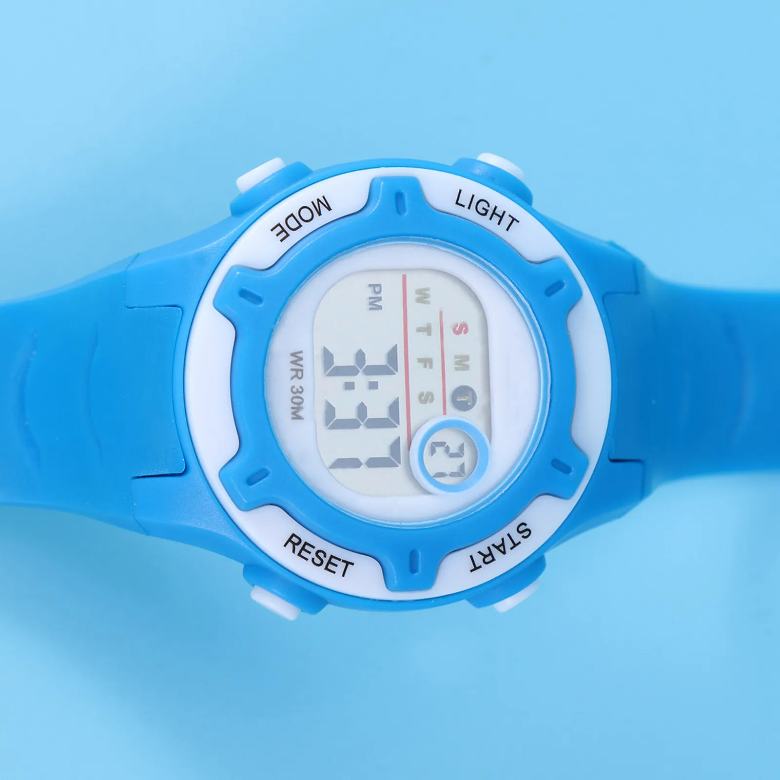 Digital Watch Luminous Waterproof Plastic Band Time Date Display Adjustable Wristband Skid Proof Screen for