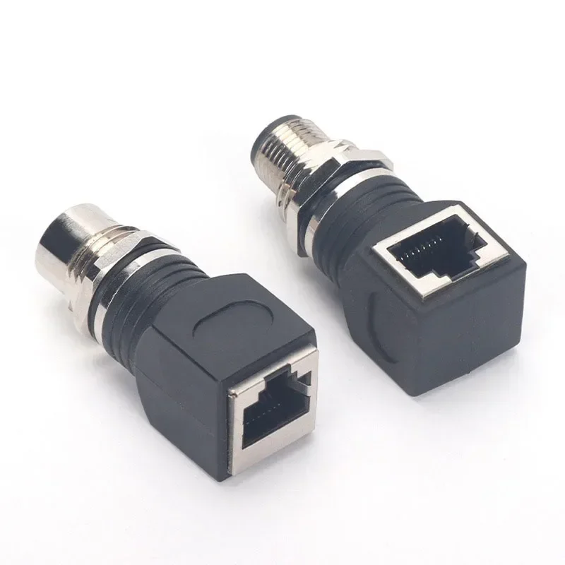 M12 D-type 4Pin to RJ45 Female Plug Adapter Waterproof IP67 Ethernet M12 D-code Male/Female to RJ45 Sensor Connector Industrial