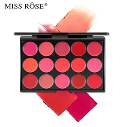 Miss Rose 15 Colours Long Lasting Lip Gloss Palette Makeup Waterproof Lipstick Cosmetic Lip Tools Set Pallete