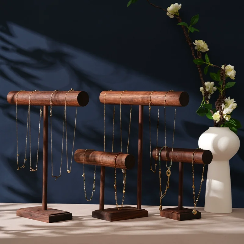 Walnut Bracelet Display Stand - High-End Vintage Jewelry Display and Storage Rack for Bracelets, Bangles, and Accessories