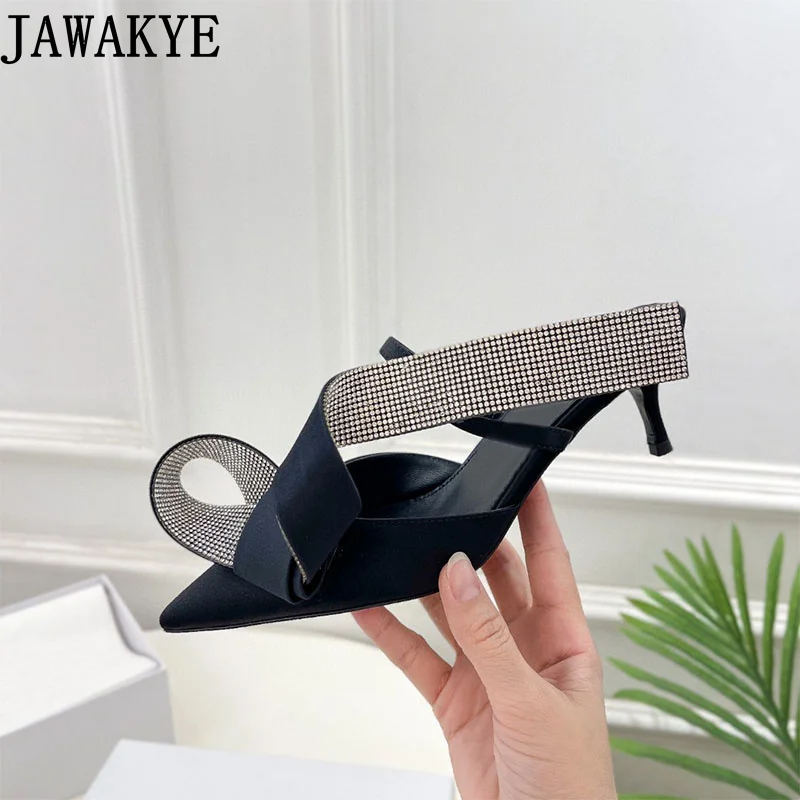 Sexy Crystal High Heel Sandals Women Open Toe Ankle Strap Satin Sandals Summer Brand Party Wedding Shoes Women Slippers Mujer