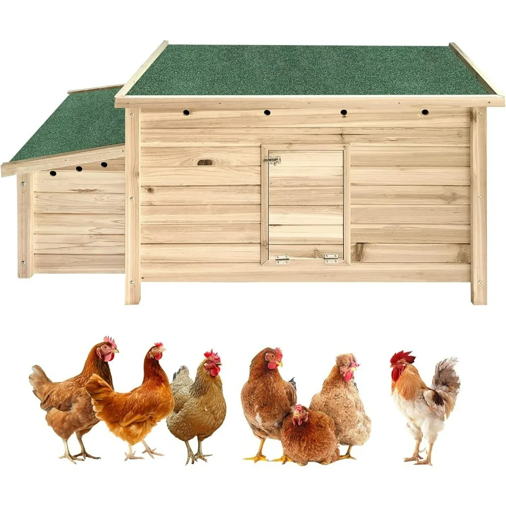 

Wooden Chicken Coop Hen House with 2 Nesting Box, 57.6'' Poultry Cage Rabbit Hutch for Outdoor Backyard