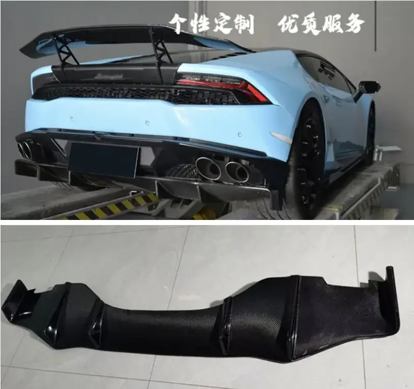 For Lamborghini Huracan LP600 LP610 2014 - 2018 REAL CARBON FIBER REAR BUMPER DIFFUSER LIP Car SPOILER Body Kit TRUNK