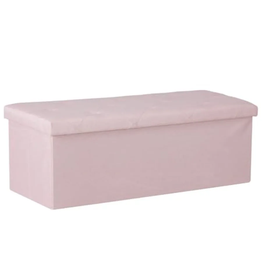 

43in Foldable Storage Ottoman Bench, Storage Chest, Large End of Bed Foot Rest Stool with Padded Seat, Bedroom Bench for Living