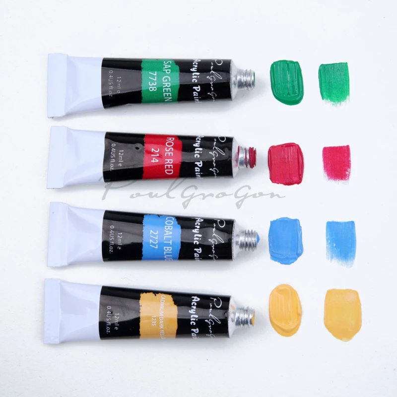 Imagem -03 - Pintura a Óleo Aquarela com Conjunto de Escova Tinta de Tecido Suprimentos de Arte para Cartão Papel Madeira 12ml 24 Cores