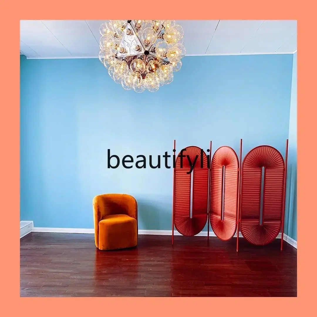 تصميم خفيف فاخر منقوش، شاشة متنقلة قابلة للطي، نموذج تقسيم مدخل غرفة المعيشة البسيط الحديث #6