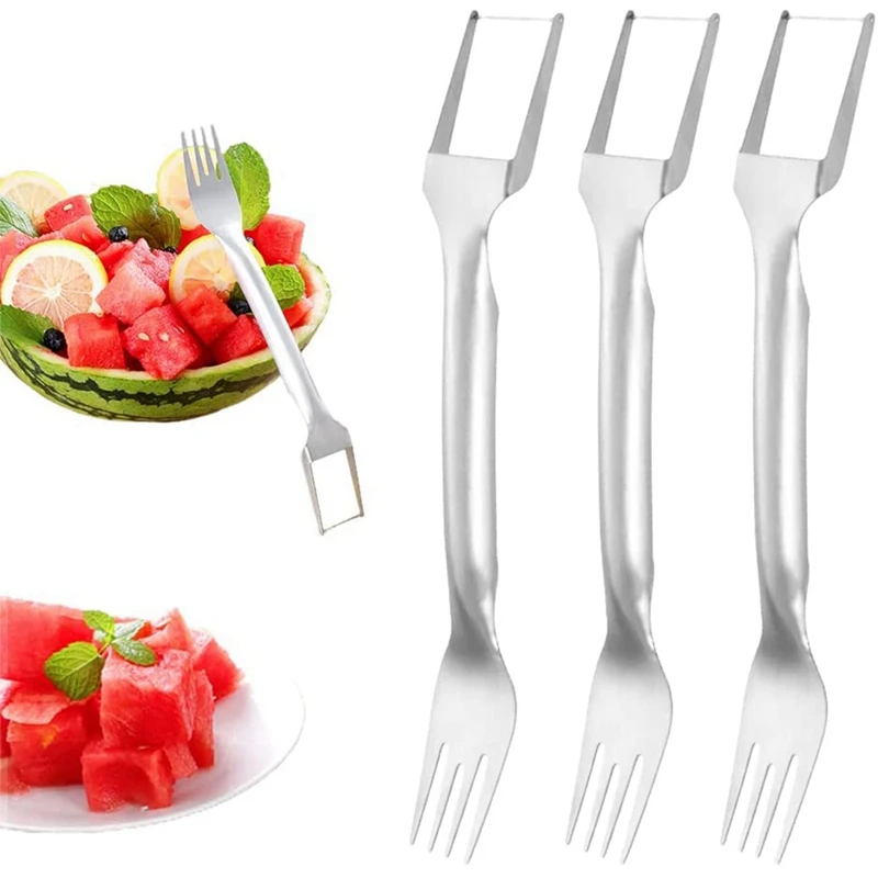 3Piece Dual Head Fruit Forks Slicer Knife Fruit Vegetable Tools For Family Parties Camping