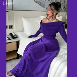 Customized Saudi Arabia Dearin Off-the-shoulder A-line Floor Length Skirts Draped Shirred Fold Bespoke Occasion Dresses Prom Gow