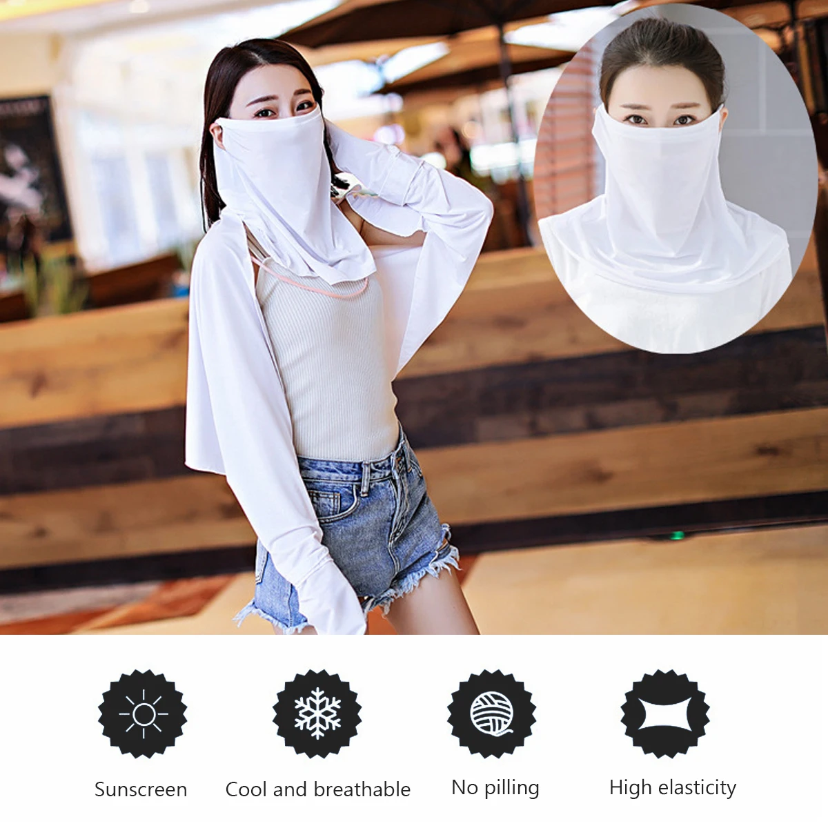 

2Pcs Sunscreen Ice Silk Masks Comfortable Stretchy Face Scarf Neck Gaiter Riding Cover Dustproof Neckerchief Outdoor Camping
