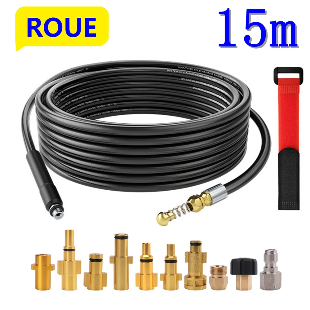 15M High Pressure Washer Drain Jet Wash Hose Drain Pipe Sewer Jetter Kit Compatible with Karcher K2 K3 K4 K5 K6 K7 for Parkside