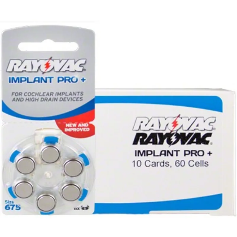 Rayovac 675 Size batteries Implant PRO Cochlear Hearing aid cells 675P PR44 MF