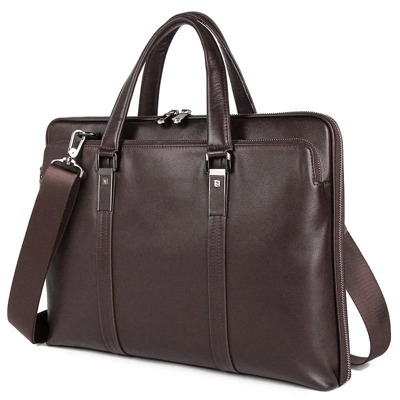 

2025 New Luxury Cow Genuine Leather Business Men's Briefcase Male Shoulder Bag Men Messenger Laptop Computer Designer Bags