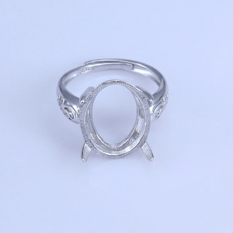 Solid 925 Silver Ring Setting 9mm * 11mm To 15mm * 20mm Gemstone Ring Setting with 3 Layers Gold Plating